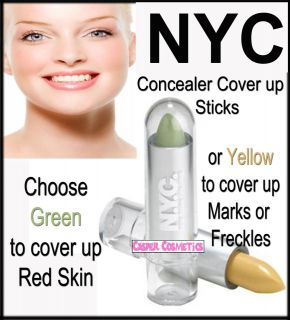 NYC Concealer Cover Stick CHOOSE Yellow for Marked Skin or Green for 