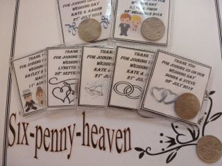 PERSONALISED thank you wedding favours lucky sixpence coin gifts for 