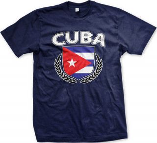Cuba Cuban Flag Crest Olive Wreath World Cup Soccer Olympics Mens T 