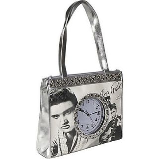 Ashley M Elvis Totebag With Clock   Silver