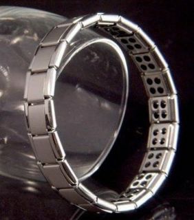 Titanium Power Nano Energy 80 Germanium Stones Balance Bracelet Silver 