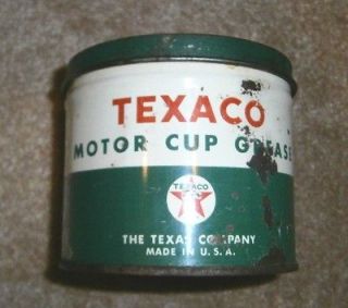 Texaco Motor Oil Tin Grease Can Advertising 1 pound gas oil Vintage 