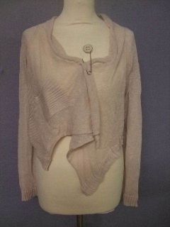   Concept Pink Linen Cotton Fine Knit Lagenlook Quirky Pin Crop Cardigan