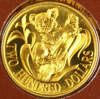   200 Koala Bear Uncirculated Gold Coin, 22kt, In Cardboard Holder