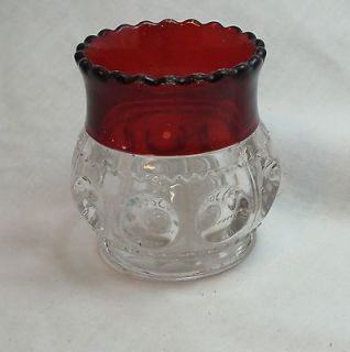   Kings Crown THUMBPRINT Ruby Red Flash Toothpick Holder EAPG Christmas