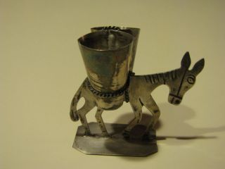 Antique Sterling Silver Donkey Toothpick Holder Mexico