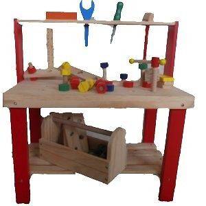 Childs Workbench Wooden Tool Work Bench with Tool Box NIB