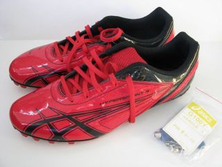 NEW Asics Mens Hypersprint 4 Sprinting Track Spikes Red/Black Size 12