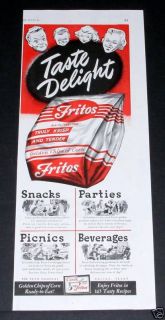 1949 OLD MAGAZINE PRINT AD, FRITOS CORN CHIPS, A TASTE DELIGHT