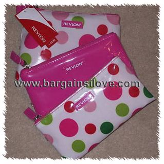   Revlon Pink and Multi Coloured Polka Dot Cosmetic Bags   Mixed Sizes