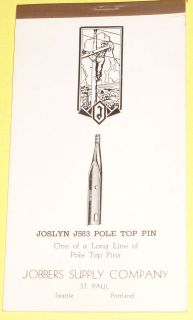Jobbers Supply Company 1942 Note Pad Pole Top Pins Nice SEE