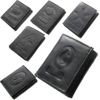 NFL Team Black Tri Fold Genuine Leather Wallet   Assorted Teams