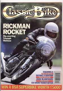 CLASSIC BIKE magazine 1/92 feat. Ariel 4G, Rickman Triumph 850, BSA 