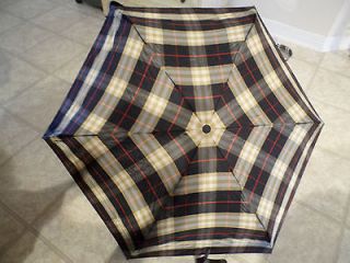   Mens Burberry Nova Plaid Compact Umbrella with Matching Storage Sleeve
