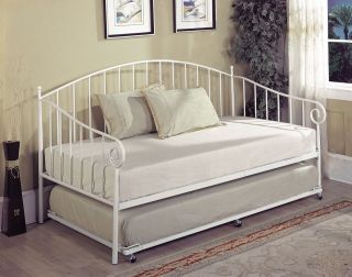 White Twin Size Day Bed (Daybed) Frame with Trundle & Mattresses ~New 