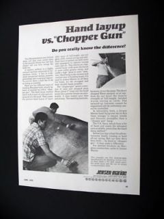 Jensen Marine Hand Layup Vs Chopper Gun 1970 print Ad