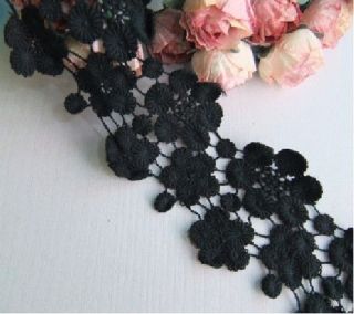 yard 6cm wide(2.36​) lace trim black flowers