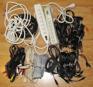 Mixed Lot of Cables, Includes A/V, Power Strips, USB, COAX, more