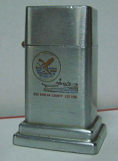 USS Harlan County (LST 1196) Zippo 4th Model Barcroft Table Lighter