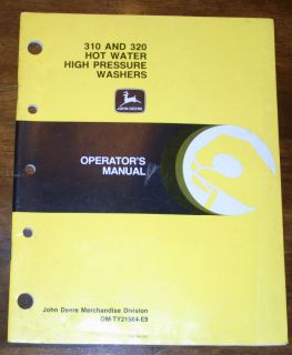 John Deere 310 320 Hot Water High Pressure Washer Operators Manual