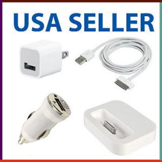 USB AC Home Wall+Car Charger+Data Cable+Cradle iPod Touch iPhone 2G 3G 