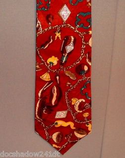 Tabasco Chain of Bottle Pepper Onion Charms Print Silk Neck Tie made 