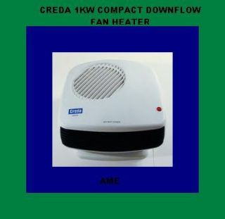 Creda Compact Downflow Fan Heater 1Kw Wall Mounted Kitchen Bathroom 