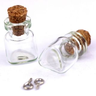13x18mm Triangle Glass Bottles Vials Charm Pendant with Cork Eyehook 