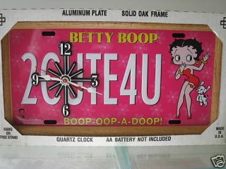 New Betty Boop 2CUTE4U Pink Licensed Plate Framed Wall / Table Clock