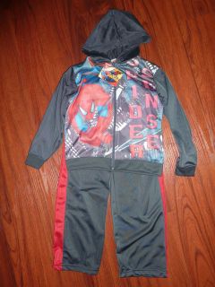 NWT Spiderman 2pc Warm Up Work out Hooded Jacket & Pants set 4T