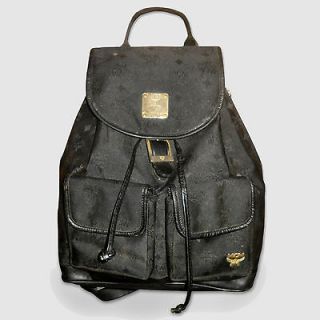 MCM Michael Cromer Vintage Black Logo Backpack Bag