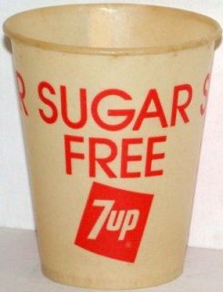 Old paper cup SUGAR FREE 7UP 4oz size unused new old stock n mint 