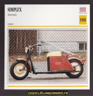   SIMPLEX AUTOMATIC Scooter American Bike MOTORCYCLE ATLAS PHOTO CARD
