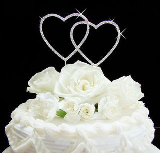 Renaissance ~ Double Heart Wedding or Anniversary Cake Topper Silver 