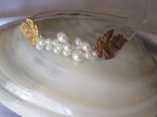 Gold Grecian leaf and white pearl Headband for your wedding