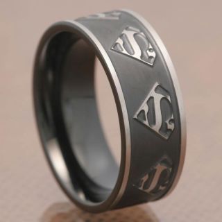   Ridged Edges Super Man Badge Infinity Carved Womens Wedding Ring