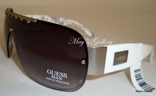 Guess Sun Glasses Glass SunGlasses White Silver Tone eyewea Man GU 