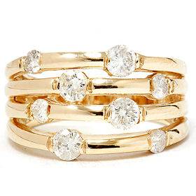  Diamond Ring 14K Yellow Gold NATURAL Diamond WIDE Right Hand Band