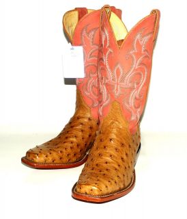  Womens L2696 Vintage Full Quill Ostrich Square Toe Western Boots