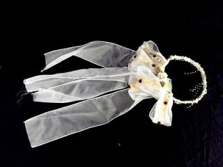 Renaissance Wedding Wreath Crown Veil White & Gold w/ Roses Bridal 