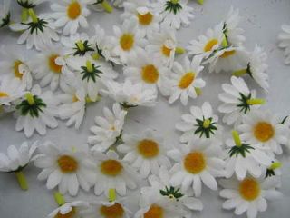 50 white sun flower Artificial Silk Flower Heads Craft Wedding 1.5 