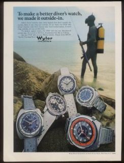 1970 scuba diver photo Wyler ITB 660 diving watch ad