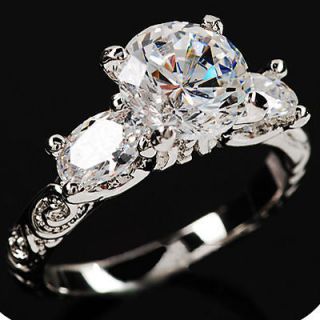 White Gold gp Round Cut lab Diamond Engagement Wedding Anniversary 