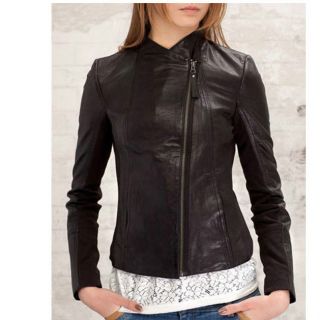 womens brown leather jacket in Coats & Jackets