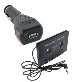 Black Car Cassette Adapter Converter+Charger For Blackberry 9350 9360 