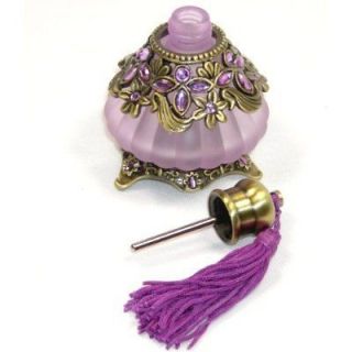 Decorative Purple Glass Jeweled Perfume Bottle with Tassels Footed 