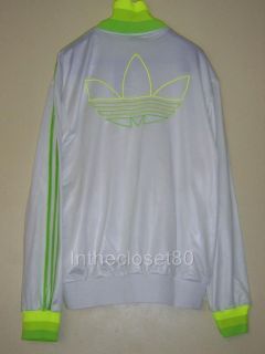 ADIDAS CHILE 62 RIBBED MENS WOMENS TRACK TOP JACKET WHITE/LIME GREEN