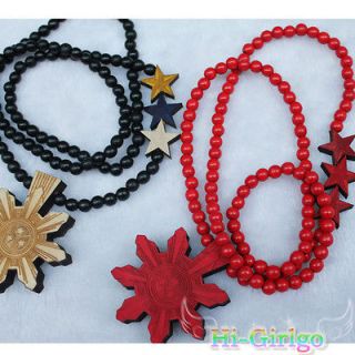   wheel Pendants Wooden Rosary Bead Chains Necklaces Good Quality