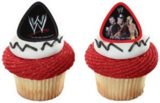 WWE Wrestling Cupcake Rings 6ct Party Favors Decorations Toppers