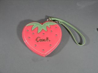 Coach Coin Purse Strawberry Wristlet Keychain 60881 New